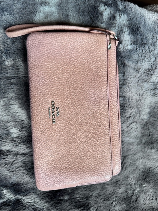 Coach Handbags - Coach Pebbled Leather Wristlet in Blush